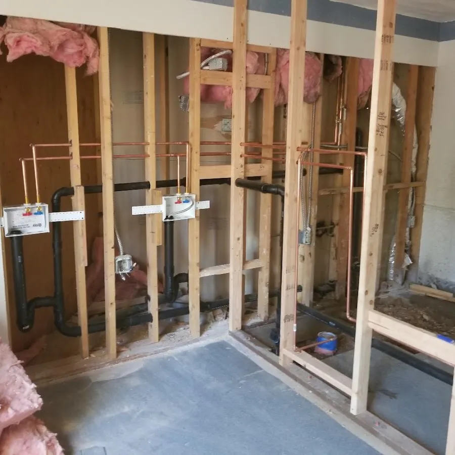 Copper pipe rough-in and plumbing installation in Reston